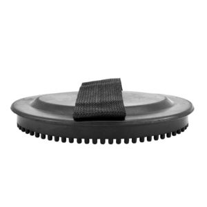 Partrade Curry Comb Black Rubber Facial Oval with Strap for Horse Grooming 
