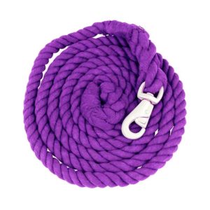 Choice of Size Rope Halter w 12ft Lead w Bull Snap in Black with Purple Fleck 
